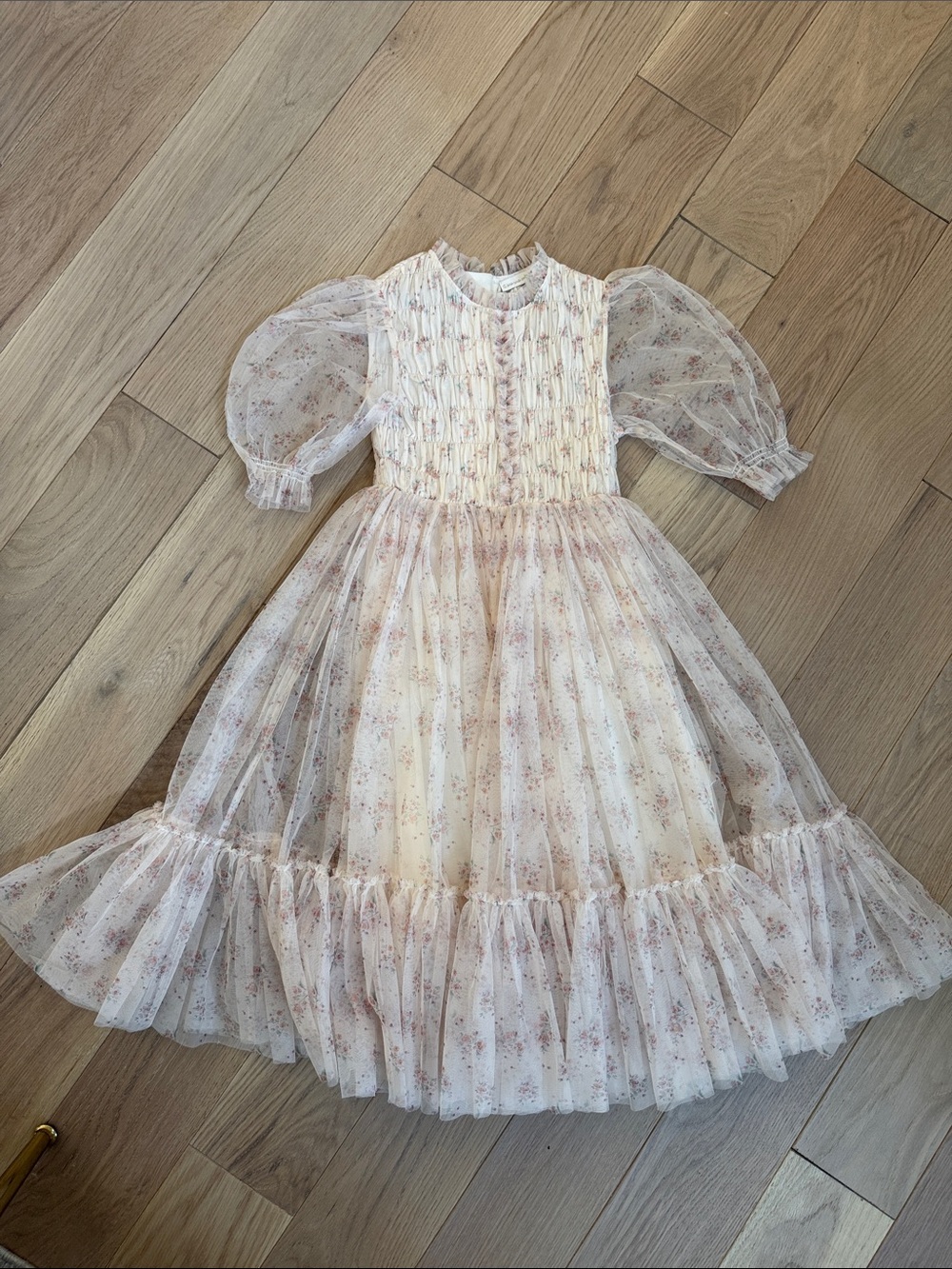 Girls' Pink Floral Tulle Party Dress